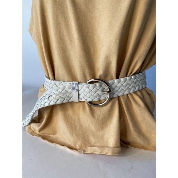 Talbots White Braided Leather Belt Sz Small - Picture 1 of 9
